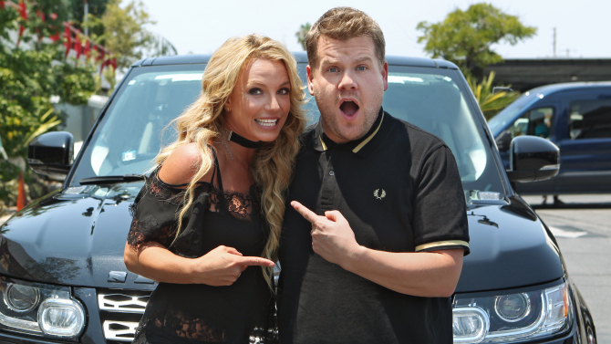 Britney Spears joins James Corden for Carpool Karaoke on ÒThe Late Late Show with James Corden,Ó Airing  Thursday, August 25th 2016, on The CBS Television Network.   Photo: Sonja Flemming/CBS ©2016 CBS Broadcasting, Inc. All Rights Reserved