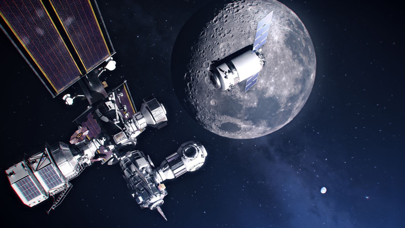 فضاپیمای دراگون ایکس ال در نزدیک شدن به ایستگاه قمری