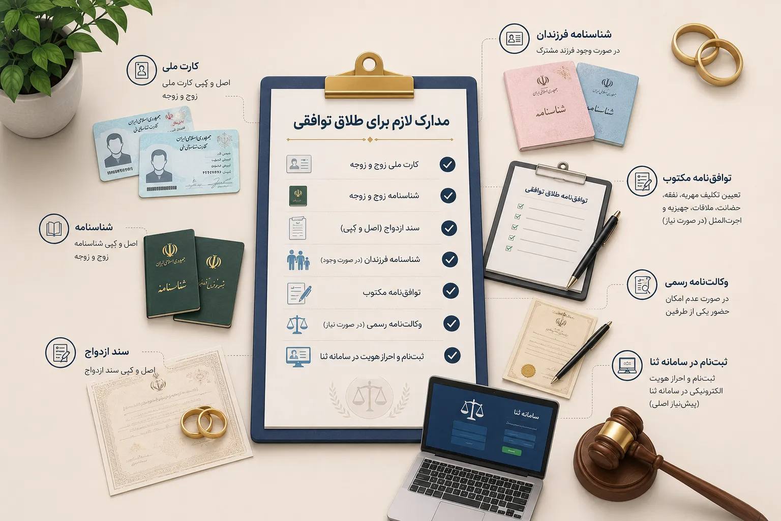 مدارک لازم برای طلاق توافقی